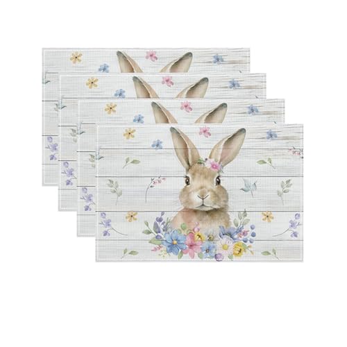 Tischsets Abwaschbar 6er Blau Gelb Blumen Platzsets Abwaschbar Platzdeckchen Stoff Leinen Tischuntersetzer Hitzebeständig Tischunterlage Esstisch Dekoration Platzset 45x30 cm von Lovewang