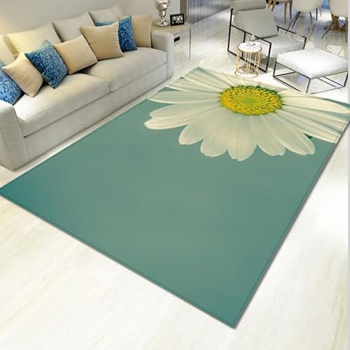 Waschbare Teppiche Grün Beige Daisy Teppich Wohnzimmer Kurzflor rutschfeste Waschbar Schlafzimmer Restaurant Indoor Outdoor Teppiche Gegend Kinderzimmer Carpet 80x120 cm von Lovewang