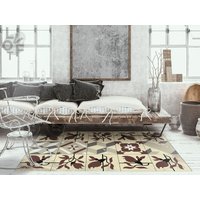 Floral Fantasy Linoleum Teppich, Beige Vinyl Matte, Braune Bodenmatte, Oriental Wohnzimmer Komfortmatte Floral Fantasy Linoleum Teppich, Beige Vinyl Matte, Braune Bodenmatte, Oriental Wohnzimmer Komfortmatte von LovftWave