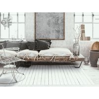 Weißer Runway Retro Linoleum Teppich, Weiße Vinyl Matte, Bronze Bodenmatte, Küchen Komfortmatte von LovftWave