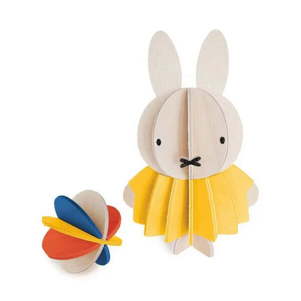 LOVI - 3D Grußkarte - Miffy mit Ball - Steckfigur aus Holz von Lovi