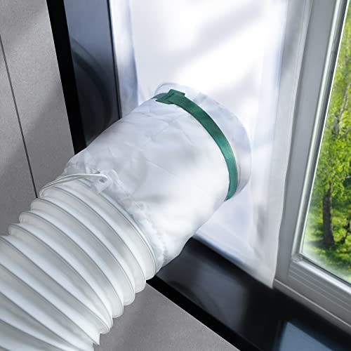 LOVIGA Fensterabdichtung für Mobile Klimaanlagen Wäschetrockner Ablufttrockner,100% Kordelzug Dichtungseffekt Schiebe Klimaanlage Fensterabdichtung 25X62~92cm von Loviga