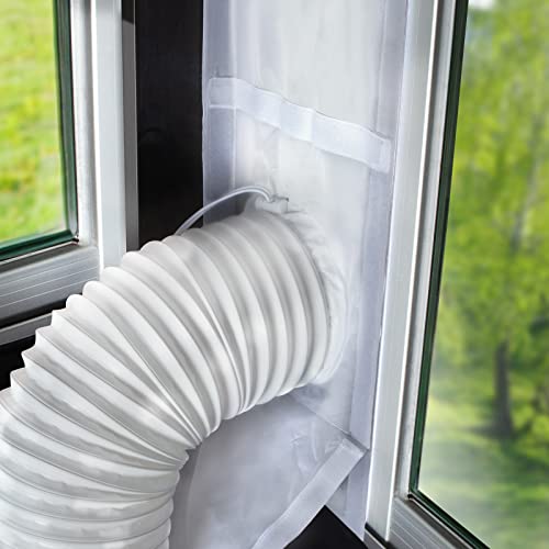 Loviga Fensterabdichtung für Mobile Klimageräte mit Kordelzug und Klettverschluss, Wasserdichte Universal-Klimagerät Fensterabdichtung, Kein Bohren Erforderlich-25x62~92cm von Loviga