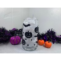 Fledermäuse Und Jack O' Laternen Bierdose Glas | Personalisiertes 16 G. Herbstglas Set Glastasse Geschenkidee Halloween Tasse von LovingArtsCo