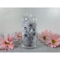 Gänseblümchen Bierd Dose Glas | Personalisiertes 16 G. Florales Set Geschenkidee Natur Tasse Valentinstag Geschenk von LovingArtsCo