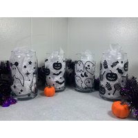 Halloween Bierd Dose Glas Set | Personalisiertes 16 G. Herbstglas Glastasse Geschenkidee von LovingArtsCo