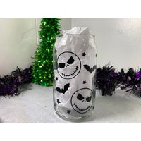 Jack & Bats Bierdose Glas | Personalisiertes 16 G. Alptraum Vor Weihnachten Set Geschenkidee Urlaubstasse von LovingArtsCo