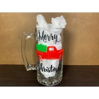 Weihnachtlicher Roter Lkw Bierkrug | Urlaub Großes Bierglas Tannenbaum Winter Geschenk Für Ihn Festlicher Sportbecher von LovingArtsCo