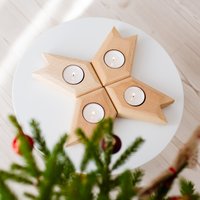 Moderner Kerzenhalter Aus Holz, Adventskranz, Tischdekoration, Teelichthalter Zum Kreativen Einsatz, Weihnachtsgeschenk von LovingWoodCom