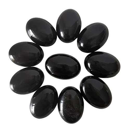 Lovionus89 18x13mm Oval Cabochons Flatback Kristall Stein Edelsteine Perlen für Schmuckherstellung DIY Packung mit 10, Schwarzer Obsidian Lovionus89 18x13mm Oval Cabochons Flatback Kristall Stein Edelsteine Perlen für Schmuckherstellung DIY Packung mit 10, Schwarzer Obsidian von Lovionus89