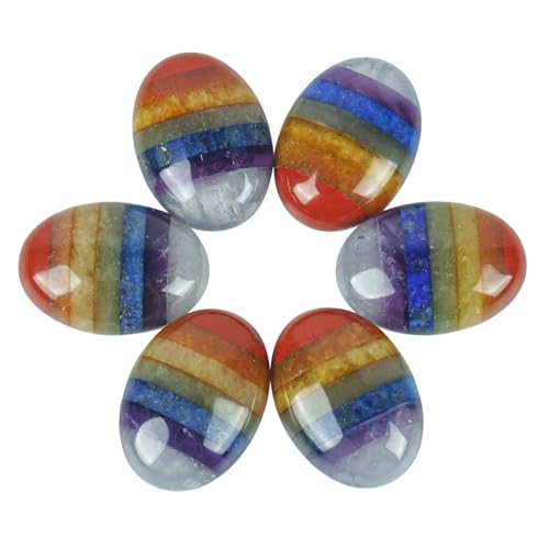 Lovionus89 18x25 mm ovale Cabochons Flatback Kristallheilstein für Schmuckherstellung DIY Pack von 6, 7-Chakra Lovionus89 18x25 mm ovale Cabochons Flatback Kristallheilstein für Schmuckherstellung DIY Pack von 6, 7-Chakra von Lovionus89