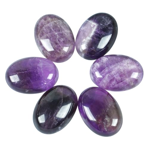 Lovionus89 18x25 mm ovale Cabochons Flatback Kristallheilstein für Schmuckherstellung DIY Pack von 6, Amethyst Lovionus89 18x25 mm ovale Cabochons Flatback Kristallheilstein für Schmuckherstellung DIY Pack von 6, Amethyst von Lovionus89