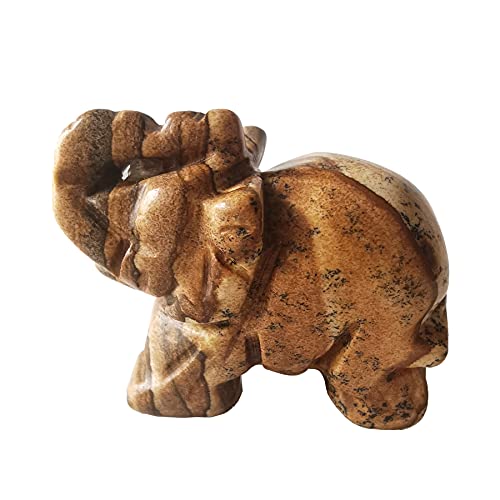 Lovionus89 40mm Handgeschnitzt Kristall Elefant Figuren, Glücklich Tasche Steintierstatue Skulptur Haus Dekoration, Bild Jaspis von Lovionus89