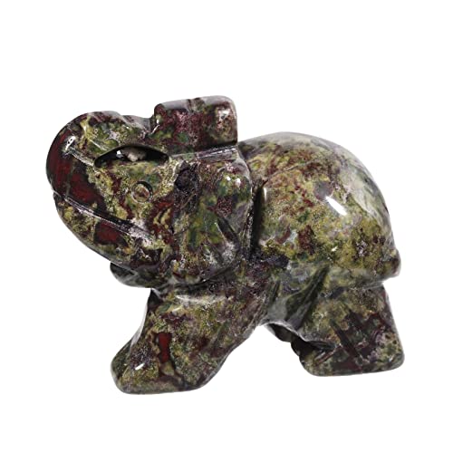 Lovionus89 40mm Handgeschnitzt Kristall Elefant Figuren, Glücklich Tasche Steintierstatue Skulptur Haus Dekoration, Drachenblutstein von Lovionus89