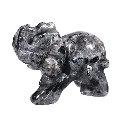 Lovionus89 40mm Handgeschnitzt Kristall Elefant Figuren, Glücklich Tasche Steintierstatue Skulptur Haus Dekoration, Labradorit von Lovionus89