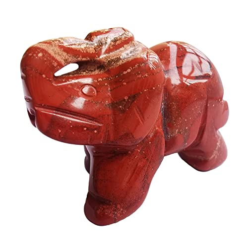Lovionus89 40mm Handgeschnitzt Kristall Elefant Figuren, Glücklich Tasche Steintierstatue Skulptur Haus Dekoration, Roter Jaspis von Lovionus89