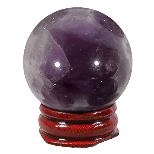 Lovionus89 40mm Heilung Kristallkugel Divination Sphere, Skulptur Home Dekoration Fengshui Bälle mit Holzständer, Amethyst von Lovionus89