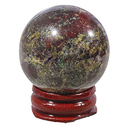 Lovionus89 40mm Heilung Kristallkugel Divination Sphere, Skulptur Home Dekoration Fengshui Bälle mit Holzständer, Drachenblutstein von Lovionus89