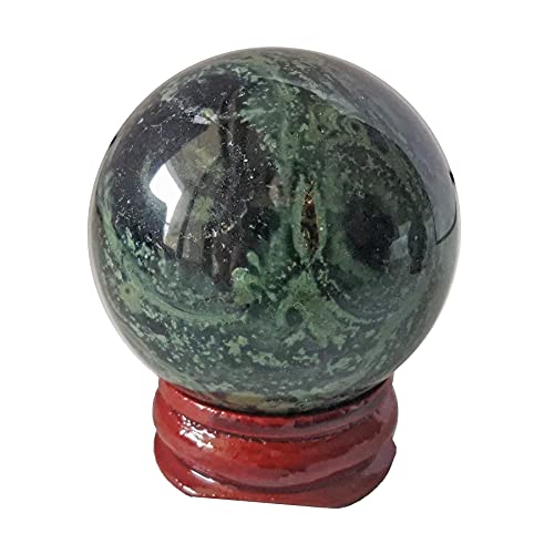 Lovionus89 40mm Heilung Kristallkugel Divination Sphere, Skulptur Home Dekoration Fengshui Bälle mit Holzständer, Kambaba Jasper von Lovionus89