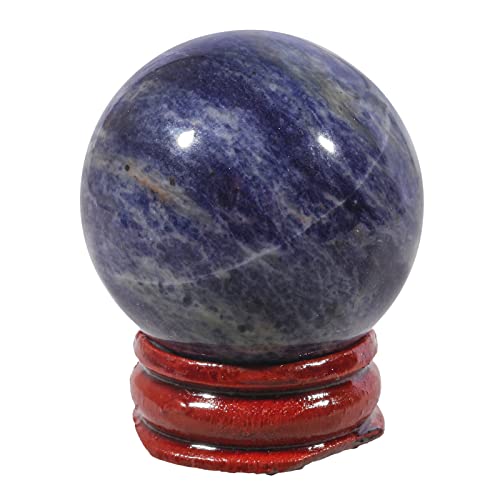 Lovionus89 40mm Heilung Kristallkugel Divination Sphere, Skulptur Home Dekoration Fengshui Bälle mit Holzständer, Sodalit von Lovionus89