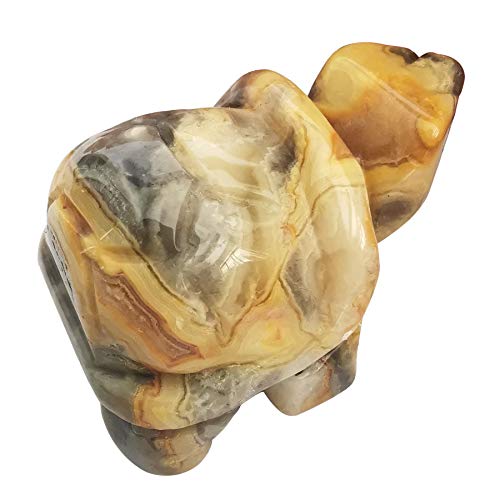 Lovionus89 Hand Geschnitzt Stein Kristall Schildkröte, 40mm kleine Schildkröte Tierfigur Tasche Statue Skulptur, Verrückter Achat von Lovionus89