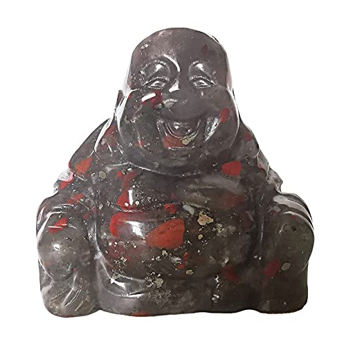 Lovionus89 Handgeschnitzter Kristallstein Maitreya Buddhismus, 40mm Lachender glücklicher Buddha Figur Dekoration, Afrika Blutstein von Lovionus89