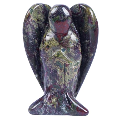 Lovionus89 Natürlich Drachenblutstein Wächter Engel Statue, Handgeschnitzt Stein Heilung Kristall Tasche Figuren Dekoration, 5CM von Lovionus89
