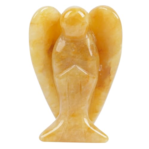 Lovionus89 Natürlich Gelbe Jade Engel Statue, Handgeschnitzt Stein Heilung Kristall Tasche Figuren Dekoration, 5 cm von Lovionus89