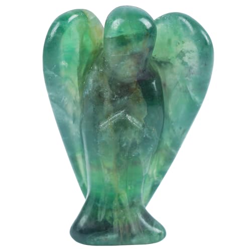 Lovionus89 Natürlich Grüner Fluorit Engel Statue, Handgeschnitzt Stein Heilung Kristall Tasche Figuren Dekoration, 5CM von Lovionus89