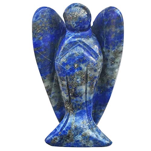 Lovionus89 Natürlich Lapislazuli Wächter Engel Statue, Handgeschnitzt Stein Heilung Kristall Tasche Figuren Dekoration, 5CM von Lovionus89