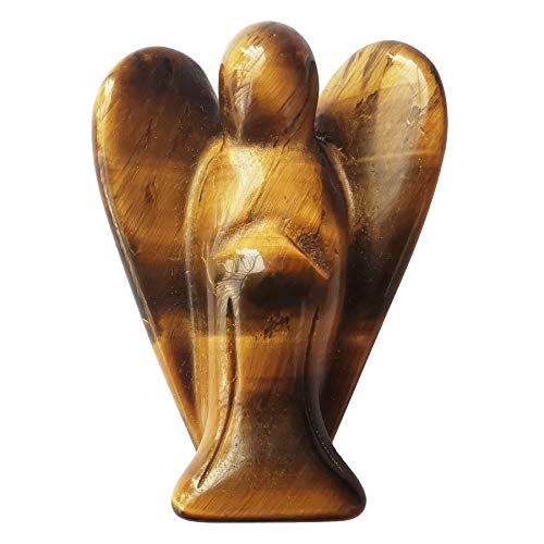 Lovionus89 Natürlich Tigerauge Wächter Engel Statue, Handgeschnitzt Stein Heilung Kristall Tasche Figuren Dekoration, 5CM von Lovionus89