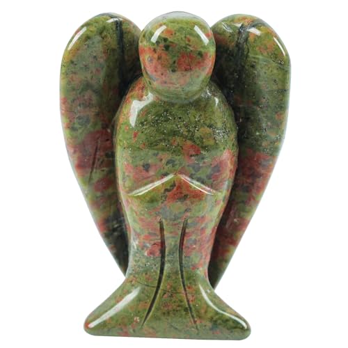 Lovionus89 Natürlich Unakite Wächter Engel Statue, Handgeschnitzt Stein Heilung Kristall Tasche Figuren Dekoration, 5CM von Lovionus89