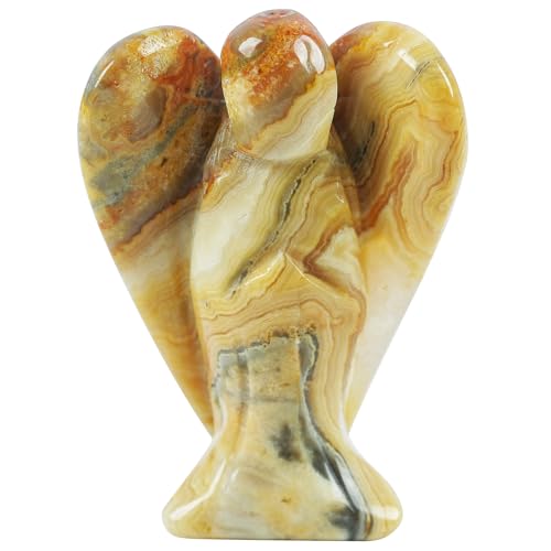 Lovionus89 Natürlich Verrückter Achat Wächter Engel Statue, Handgeschnitzt Stein Heilung Kristall Tasche Figuren Dekoration, 5CM von Lovionus89