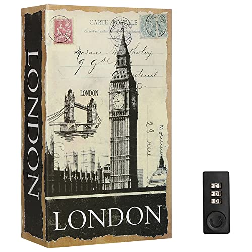 Lovndi Buchtresor mit Zahlenschloss, versteckte sichere Aufbewahrung, Diversion Safe Lock Box für Bargeld Schmuck, London von Lovndi