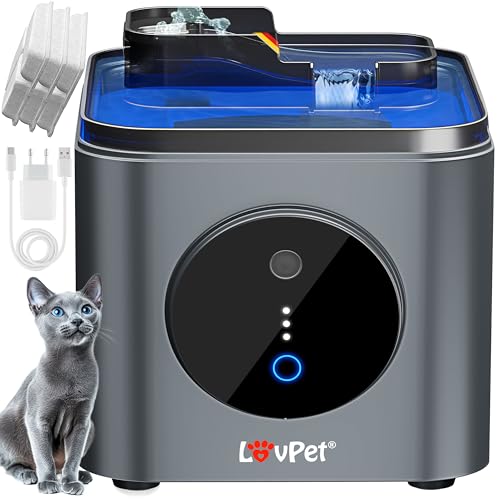 LOVPET® Katzenbrunnen Trinkbrunnen für Katzen 3,5L Wassertank & 3x Filter Automatischer Wasserspender Katzentrinkbrunnen mit Bewegungssensor Wasserbrunnen Doppel-Filtersystem Aktivkohle & Filtersteine von Lovpet