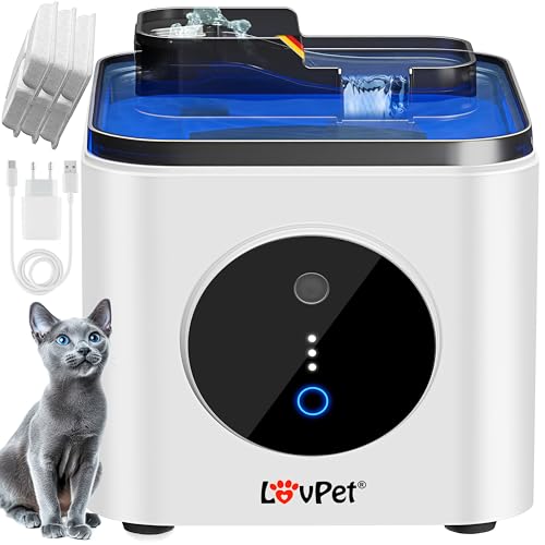LOVPET® Katzenbrunnen Trinkbrunnen für Katzen 3,5L Wassertank & 3x Filter Automatischer Wasserspender Katzentrinkbrunnen mit Bewegungssensor Wasserbrunnen Doppel-Filtersystem Aktivkohle & Filtersteine von Lovpet