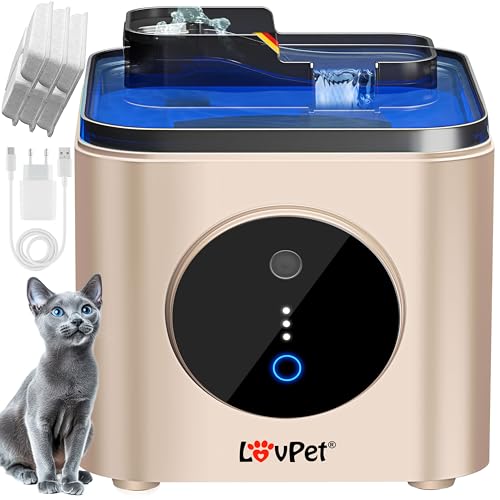 LOVPET® Katzenbrunnen Trinkbrunnen für Katzen 3,5L Wassertank & 3x Filter Automatischer Wasserspender Katzentrinkbrunnen mit Bewegungssensor Wasserbrunnen Doppel-Filtersystem Aktivkohle & Filtersteine von Lovpet