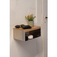 Entryway Organizer | Wandregal Eiche & Aluminium Handgemachte Schlüsselablage, Nachttisch, Floating Shelf Mit 2 Ebenen Handmade 3 Größen Entryway Organizer | Wandregal Eiche & Aluminium Handgemachte Schlüsselablage, Nachttisch, Floating Shelf Mit 2 Ebenen Handmade 3 Größen von LowKeyFurniture