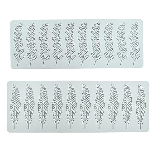 Lowats Fondant Silikonform Blatt und Feder, Grau, Silikon, 120 mL (Blätter) / 158 mL (Federn), PVC- und BPA-frei, 2 Stück Lowats Fondant Silikonform Blatt und Feder, Grau, Silikon, 120 mL (Blätter) / 158 mL (Federn), PVC- und BPA-frei, 2 Stück von Lowats