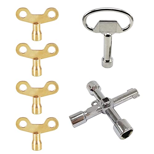 Lowats Vierkantschlüssel 6 Stück Multifunktionale Utilities Schlüssel Universalschlüssel für KlempnerWasserhahn Schlüssel Faucet Key Heizungsentlüftungsschlüssel Multifunktionale Cross Key von Lowats