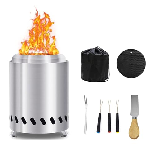 Tisch-Feuerstelle, 2025 Edelstahl, rauchfrei, tragbare Tisch-Feuerstelle für Camping, Outdoor und Terrasse, kleine Feuerschale, Campingkocher mit Reisetasche – Geburtstagsgeschenke von Loxiia
