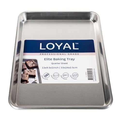 LOYAL Elite Backblech Viertel 33x24 cm, Professionelle Backblech zum Backen verschiedener Leckereien; Perfekt für Kekse, Plätzchen, Gebäck - 33x24 cm von Loyal