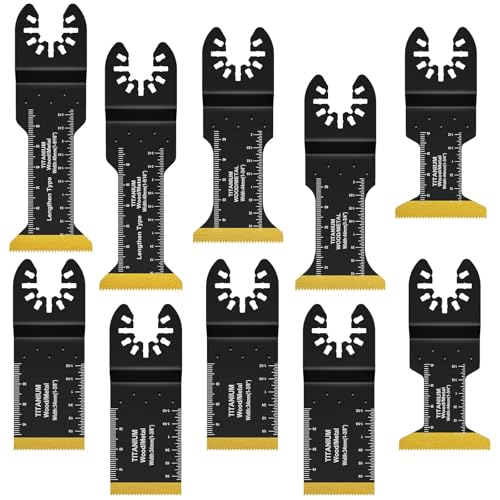 Multitool Sägeblätter 10 tlg Oszillierende Sägeblätter Titan zum Schneiden von Metall Holznägeln Oszillierendes Sägeblatt Kompatibel mit DeW Makita Rockwell Bosch Milwaukee（10 stück） von LoyalaEU