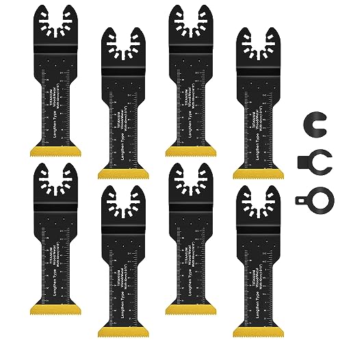 Multitool Sägeblätter 8 tlg Oszillierende Sägeblätter Titan zum Schneiden von Metall Holznägeln Oszillierendes Sägeblatt Kompatibel mit Makita Rockwell Bosch Milwaukee（8 stück, Extra lang） von LoyalaEU