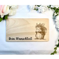 Frühstücksbrett Aus Buchenholz Mit Eichhörnchen Holzbrett Frühstück Personalisiert Individuell Laser Name Kinder Gravur von LoyanaShop