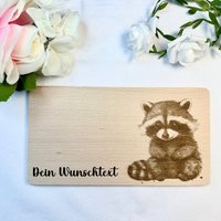 Frühstücksbrett Aus Buchenholz Mit Waschbär Holzbrett Frühstück Personalisiert Individuell Laser Name Kinder Gravur von LoyanaShop