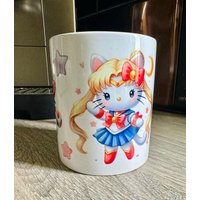 Hochwertige Keramiktasse Im Kitty Sailor Design Handarbeit Nostalgie Moon Kindheit Tasse Mug 300Ml Doppeldesign von LoyanaShop