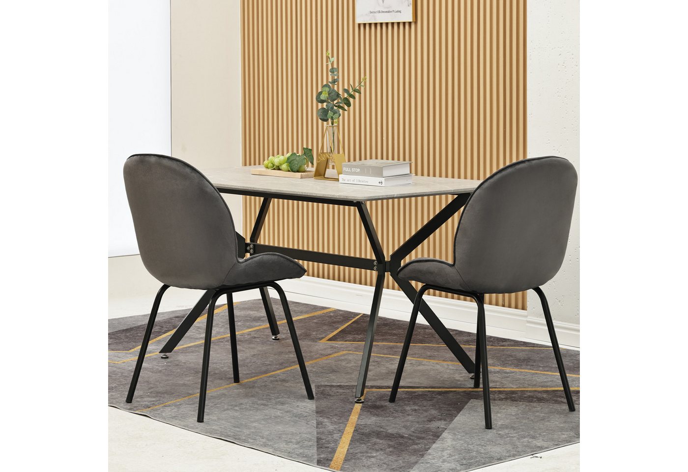 Loywe Esszimmerstuhl Sitzfläche aus Samt Gestell aus Metall (Küchenstuhl, 2 St), Polsterstuhl mit Rückenlehne für Wohnzimmer, Golden Metallbeine von Loywe