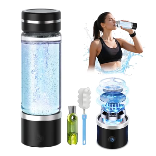 LOZITX Wasserstoff Wasserflasche【Stärkste H2-Aktivität】Hydrogen Water Bottle mit 8nmO2-H2-Trenntechnik 【H2-Konzentration bis zu 2 Mal 3 Minuten / 6850 PPM】Wassersto Ffwasser Dunkel von Lozltx