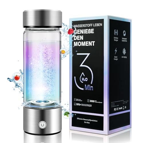 LOZLTX Elite Wasserstoff-Wasserflaschengenerator 【Ultra-hohe Wasserstoffkonzentration 3000PPB】Hydro-Wasserflasche, 0 Ozon und 0 Chlor – stärkste Technologie: Hydrierte Wasserflasche 420 ml & 2 Bürsten von Lozltx